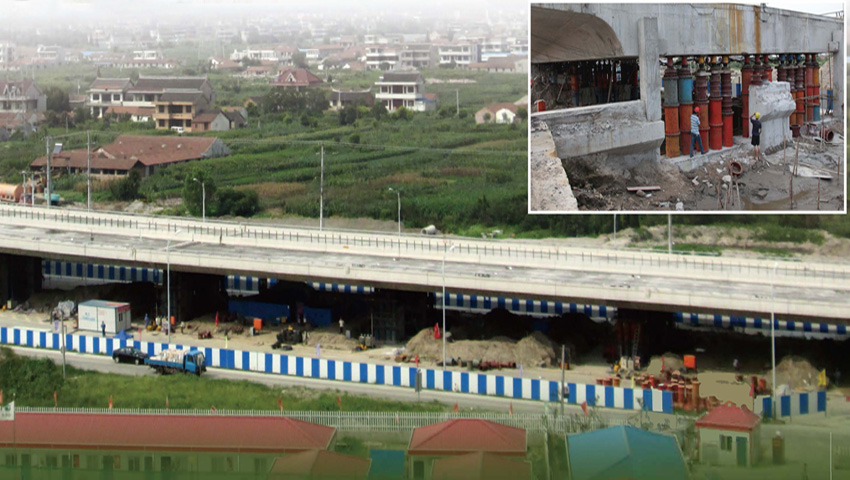 南通通滬大道、東方大道連接線連續(xù)梁調(diào)坡頂升工程